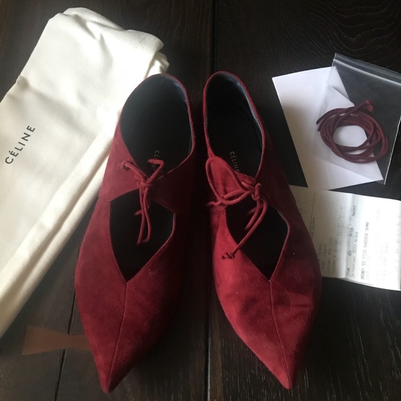 Celine Shoes - Celine Burgundy Leather Babouche Flats w/ Dustbag